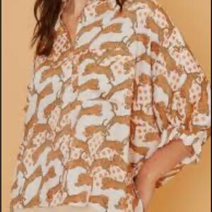 Leopard Print Women's Top - White and Brown